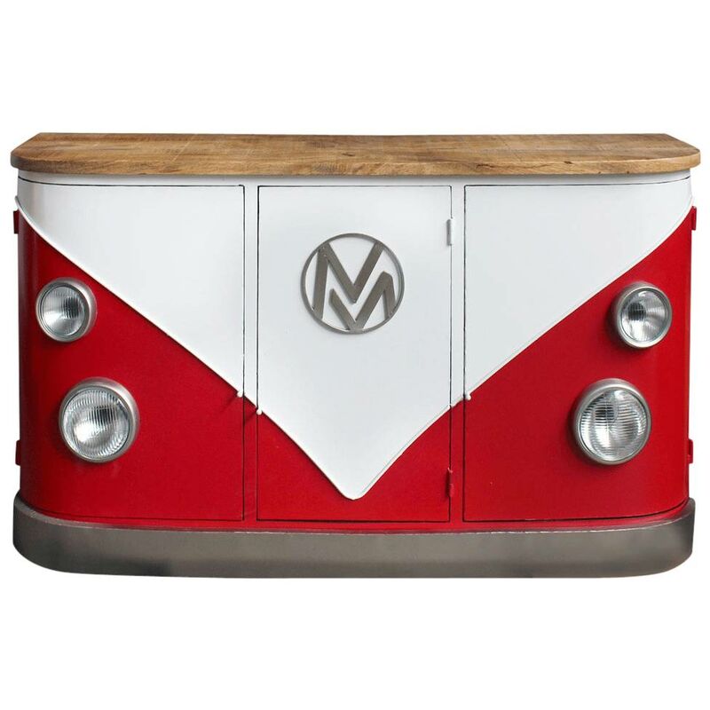 Made In Meubles - Buffet rouge avec plateau en bois de manguier Combi