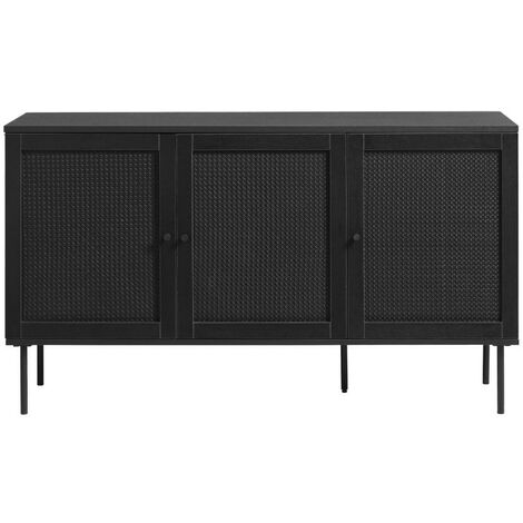 Buffet 3 portes en bois et métal L140cm - Noir - RINTO