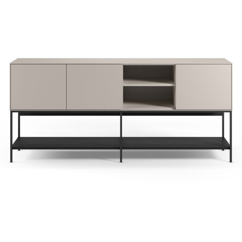 Drawer - Buffet 3 portes en bois et métal L180cm - Beige - Elya