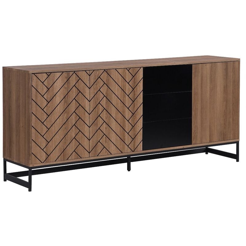 Vente-unique - Buffet 3 portes et 3 tiroirs - mdf - Naturel et noir - caratana