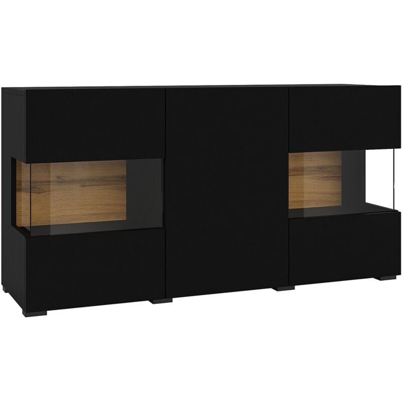 Buffet 3 portes Glora Noir et Bois