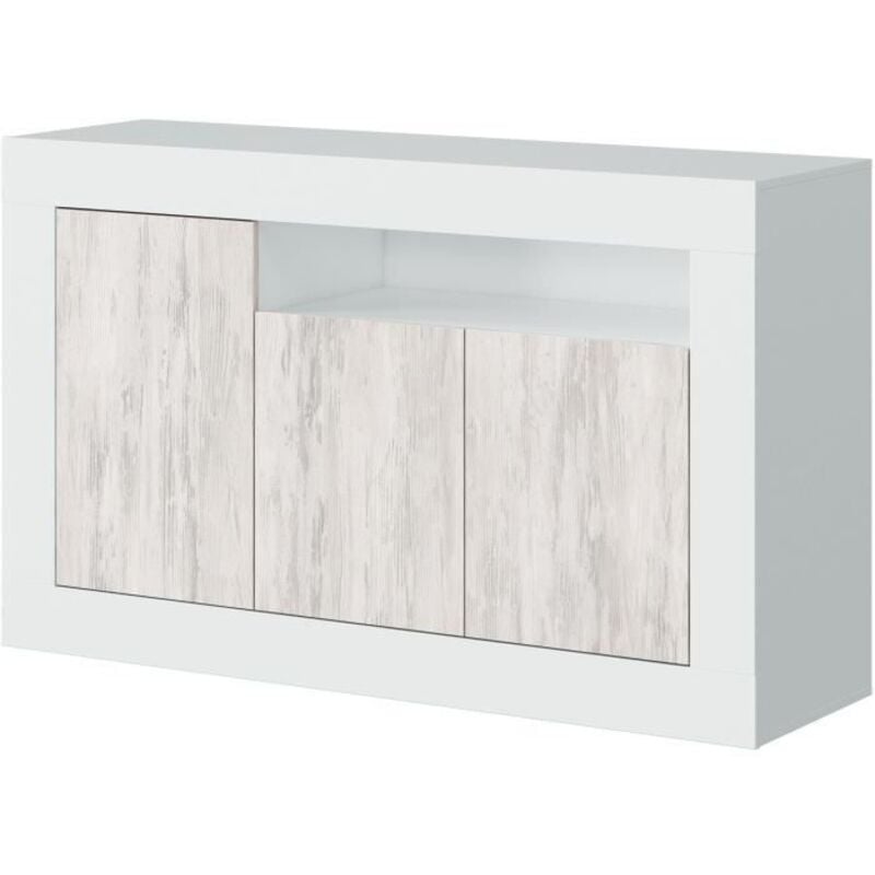 Salone - Buffet à trois portes, couleur blanche, 144 x 87 x 43 cm.