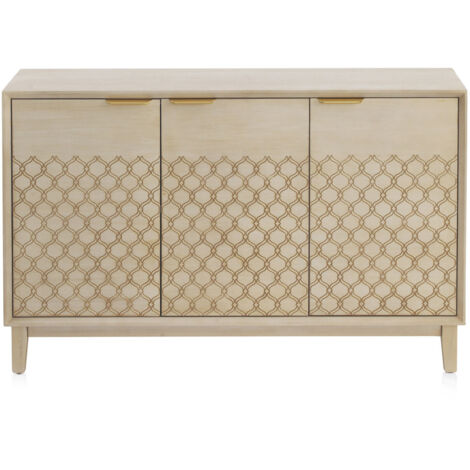 Buffet 3 portes, placage chêne finition ivoire
