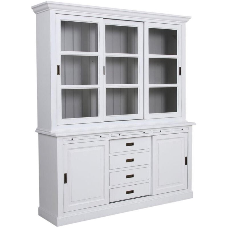 Buffet 3 portes vitrées - Bois-MDF - Blanc - Interior's