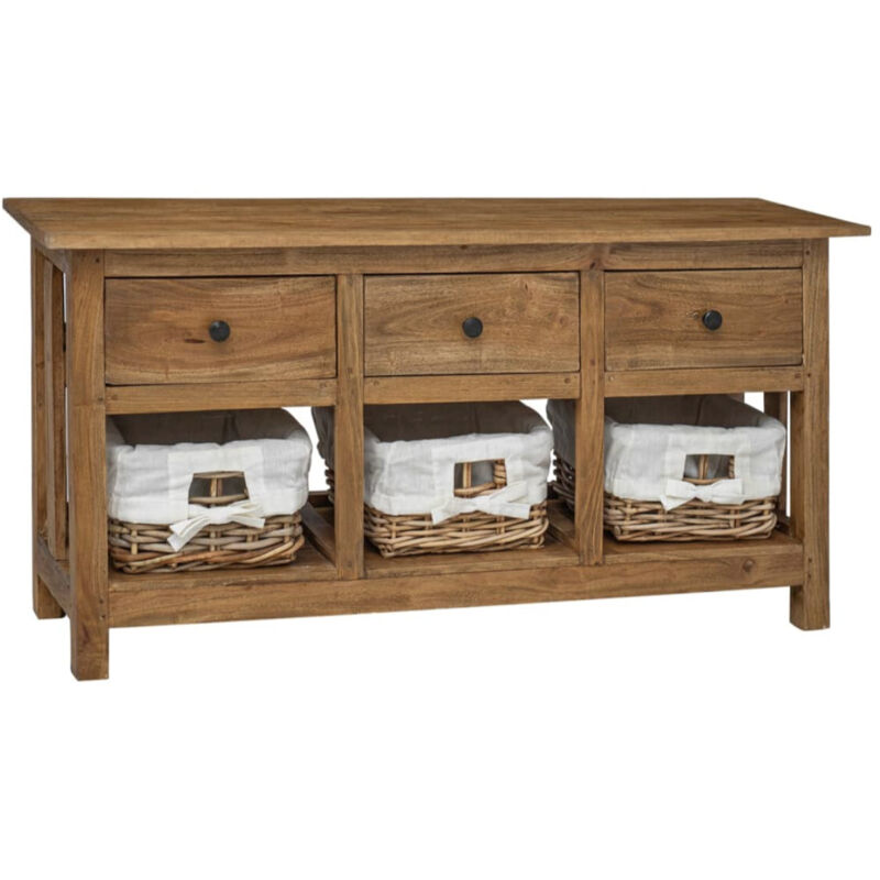Les Tendances – Buffet bois massif recyclé 3 tiroirs – 3 paniers amovibles – Style vintage – Rangement décoratif et fonctionnel Les Tendances – Buffet bois massif recyclé 3 tiroirs – 3 paniers amovibles – Style vintage – Rangement décoratif et fonctionnel