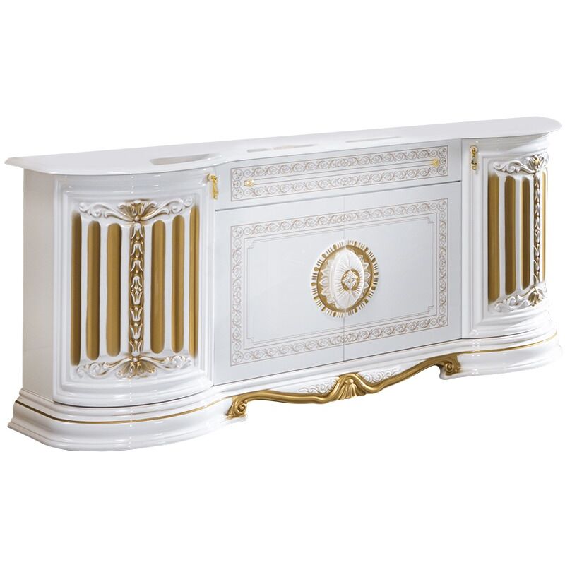 Buffet 4 portes 1 tiroir bois laqué vernis laqué brillant et doré Lesly 168cm Buffet 4 portes 1 tiroir bois laqué vernis laqué brillant et doré Lesly 168cm
