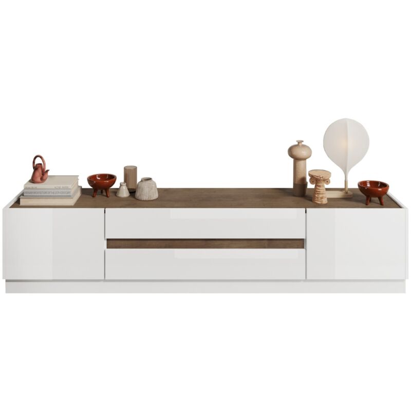 Calicosy - Meuble tv 2 portes et 2 tiroirs Utopia - L205 cm