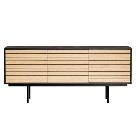 Buffet 4 Portes & 2 Niveaux "Stripe" 161cm Chêne & Noir