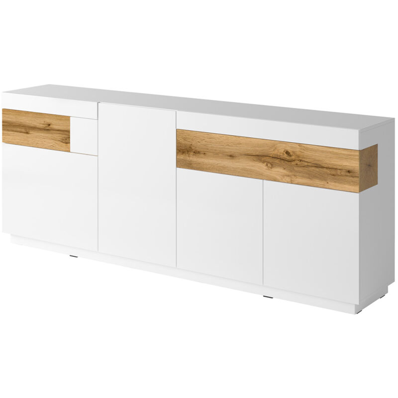 Petits-meubles - Buffet 4 portes 2 tiroirs Andrea Blanc et Bois