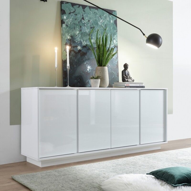 Buffet 4 portes blanc brillant 180 cm - Ice