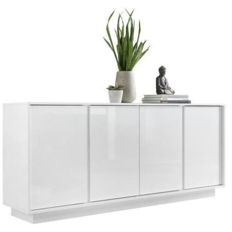 Buffet 4 Portes - Blanc Laqué Brillant - L 180 x P 43 x H 78 cm - RICCIONE