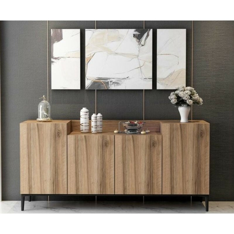 Azura Home Design - Buffet 4 portes ellaria noyer doré 160 cm
