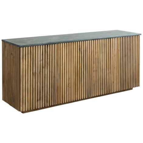 Buffet 4 portes en bois de manguier et marbre Betty