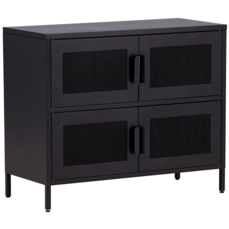 Buffet 4 Portes en Métal "Nett" 90cm Noir