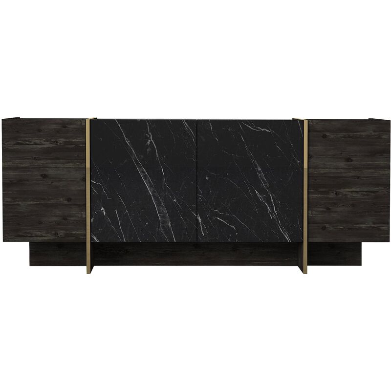Cotecosy - Buffet en aggloméré imitation marbre noir Veyron Cotecosy - Buffet en aggloméré imitation marbre noir Veyron