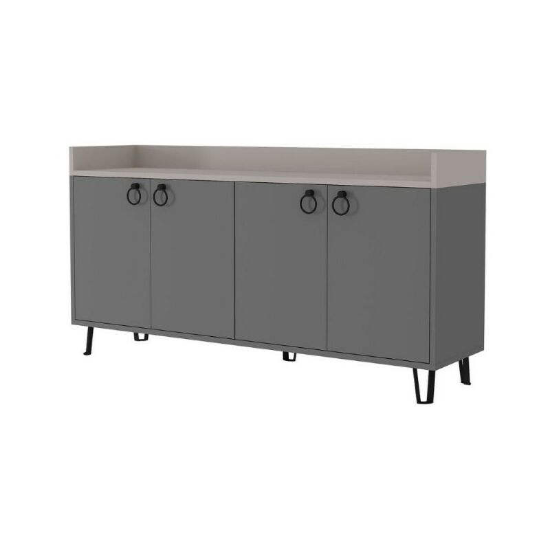 Buffet 4 portes gris tourterelle anthracite 140x36x80 h