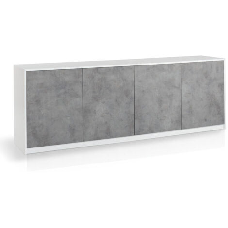 Buffet 4 portes SKEE blanc/ciment