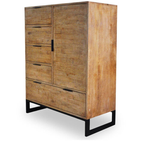 Buffet 4 Tiroirs & 1 Porte "Bolta" 112cm Naturel