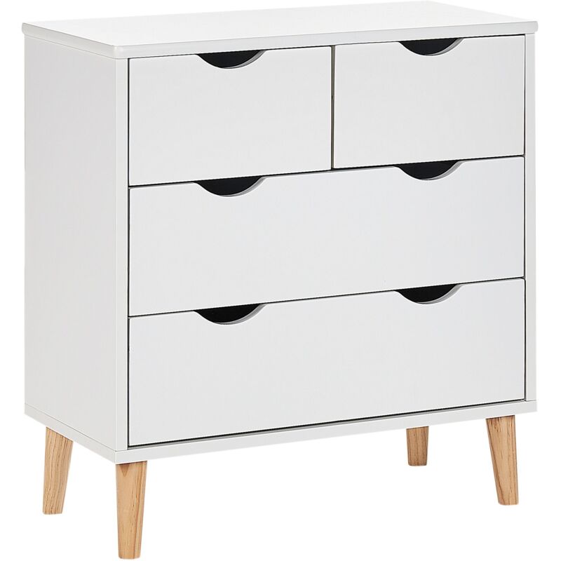 Beliani - Buffet 4 Tiroirs Rangement Chambre d'Enfant mdf Pieds en Bois Clair Meuble mdf Blanc Simmie