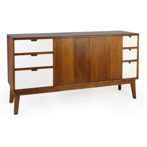 Buffet 6 tiroirs et 2 portes bois massif de mindi Kretos 160cm