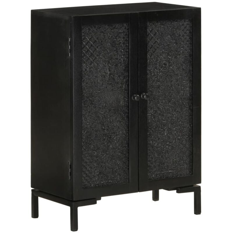 Vidaxl - Buffet noir 55x30x77 cm bois massif de manguier et fer