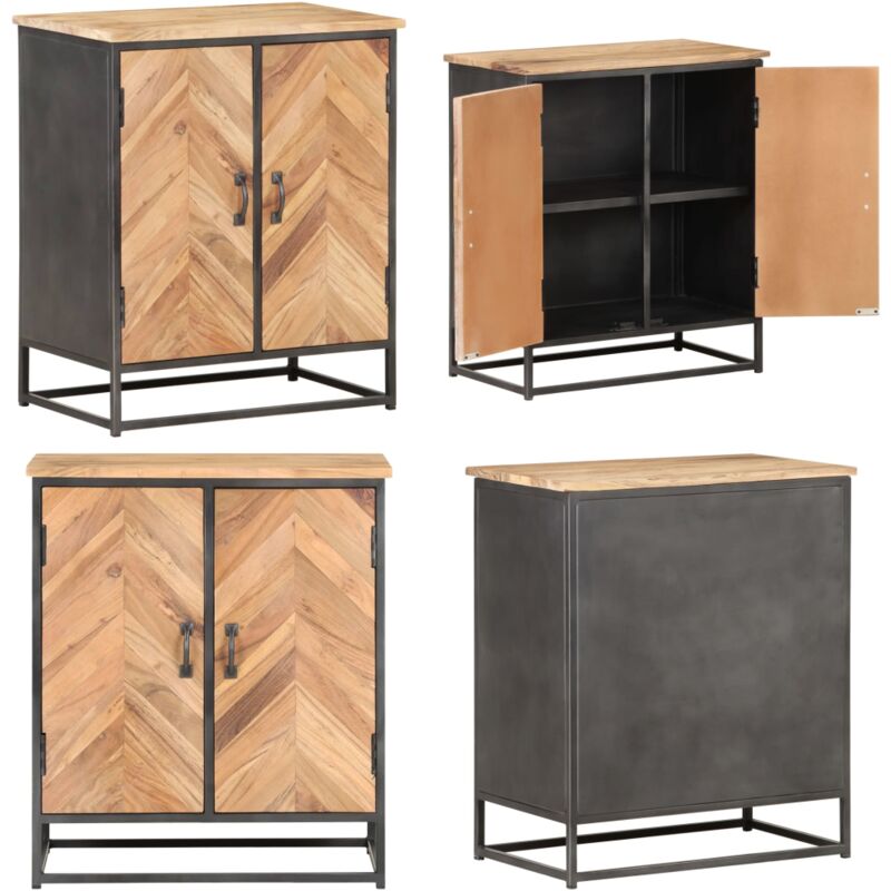 Buffet 60x35x70 cm Bois d'acacia massif - Buffet Industriel - Meuble Rangement - Acacia Massif - Design Rustique - Meuble Salon - Home & Living