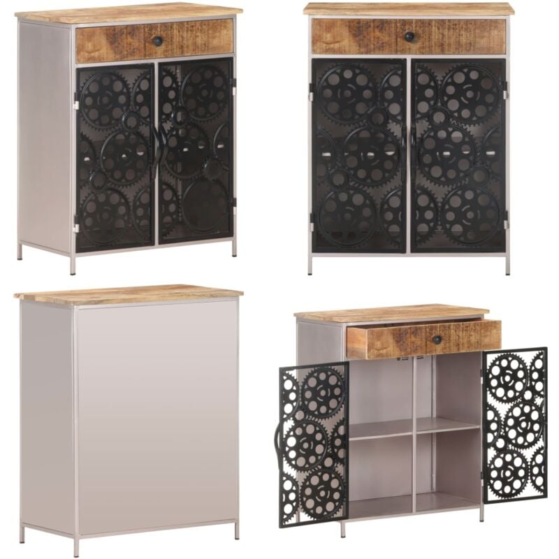 Buffet 60x35x75 cm Bois de manguier brut et fer - Buffet - Meuble Industriel - Mobilier Design - Commode - Rangement - Home & Living