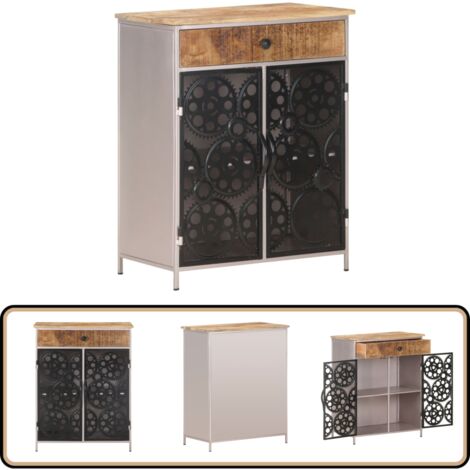 Buffet 60x35x75 cm Bois de manguier brut et fer - Buffet - Meuble Industriel - Mobilier Design - Commode - Rangement