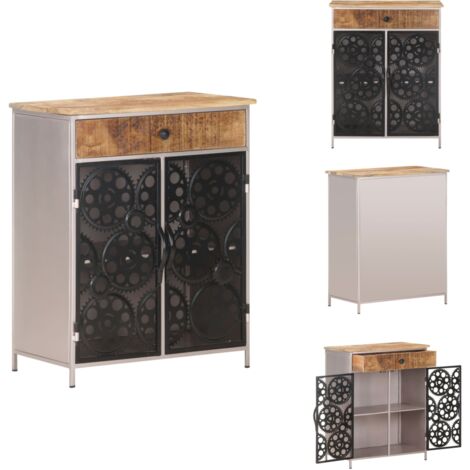 Buffet 60x35x75 cm Bois de manguier brut et fer - Buffet - Meuble Industriel - Mobilier Design - Commode - Rangement