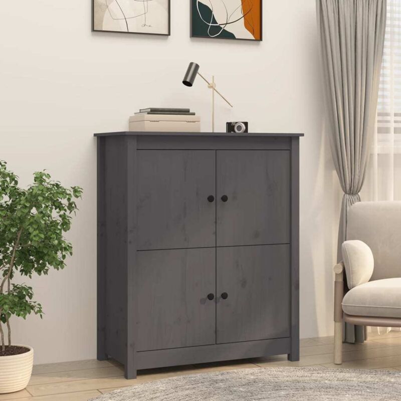 Vidaxl - Buffet Gris 83x41,5x100 cm Bois massif de pin
