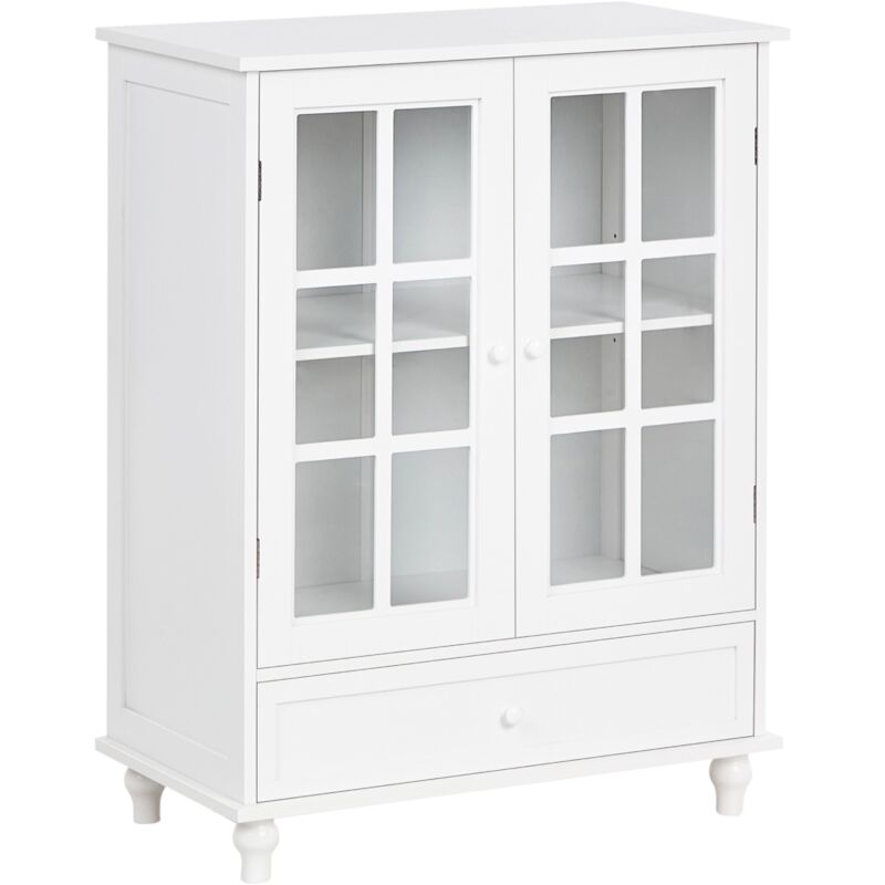 Beliani - Buffet à 2 Portes avec Étagères et Tiroir Armoire Salon Chambre à Coucher Méditerranéenne en mdf Blanc Carlet