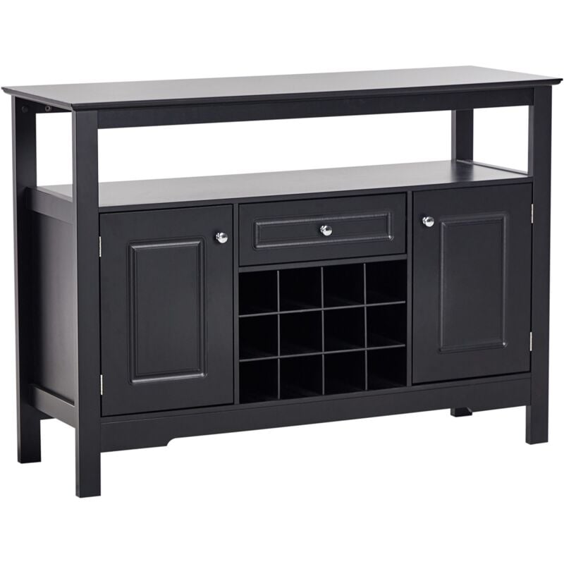 Beliani - Buffet à 2 Portes avec Étagères et Tiroir Porte-bouteilles en mdf Noir Timboon