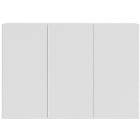 Buffet à 3 portes Meuble de rangement coloris Blanc - Longueur 90 x Hauteur 70 x Profondeur 32 cm