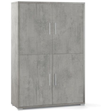 Buffet à quatre portes avec quatre étagères en bois Beton Cemento 108x41x h161 cm