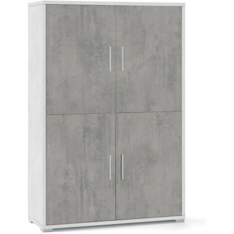 Buffet à quatre portes avec quatre étagères en bois blanc ciment 108x41x h161 cm