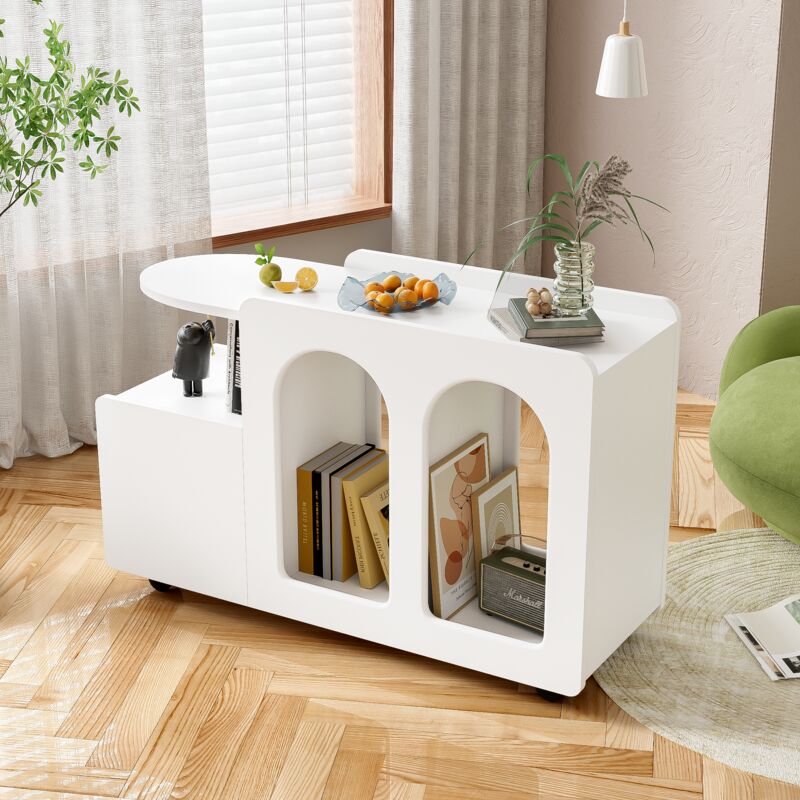 Modernluxe - Buffet à roulettes - avec rangement multifonctionnel - designunique - Blanc