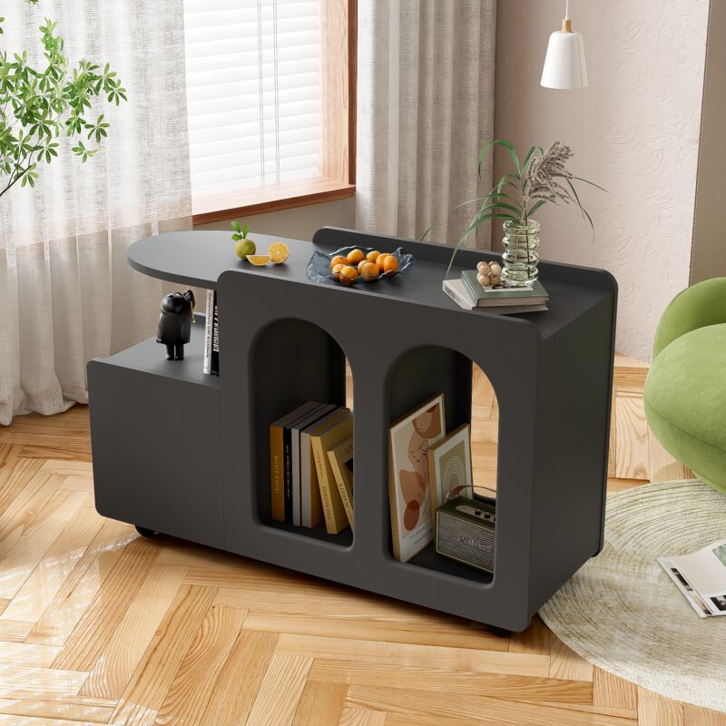 Modernluxe - Buffet à roulettes - avec rangement multifonctionnel - designunique - Noir