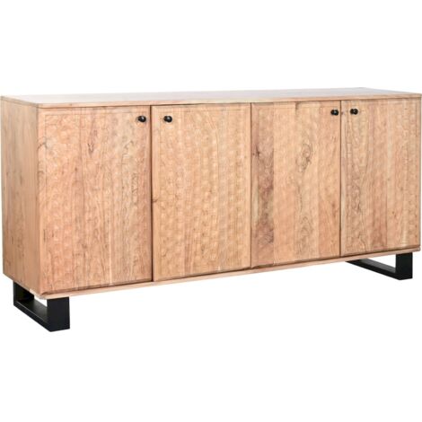 buffet acacia et métal style moderne finition naturelle sculptée - acacia naturel et pieds métal noir