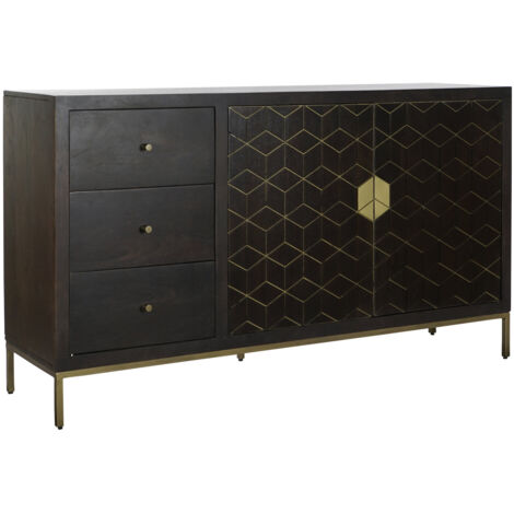 Buffet Acacia Metal 160X40X90 Marron Oscuro