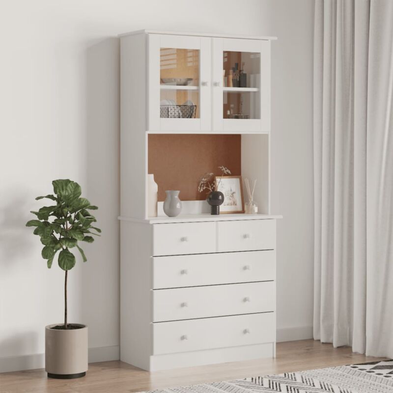 Vidaxl - Buffet alta blanc 77x35x165 cm bois massif de pin