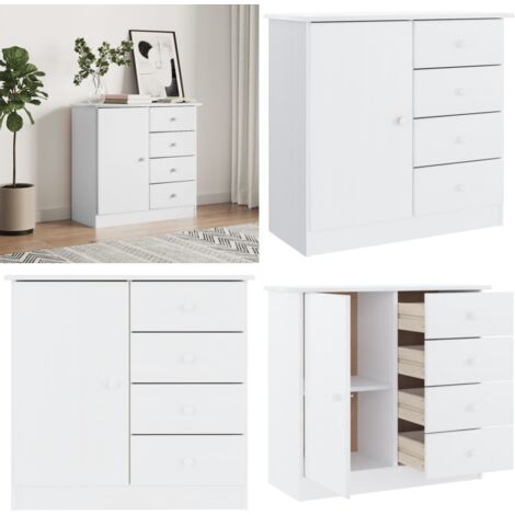 Buffet ALTA blanc 77x35x73 cm bois massif de pin - Buffet - Meuble De Rangement - Armoire - Commode - Bois Massif - Home & Living
