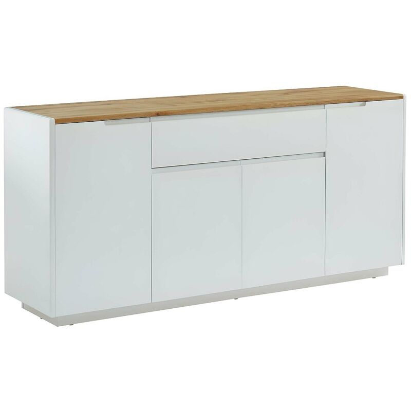 Vente-unique - Buffet amani - 4 portes & 1 tiroir - mdf - Coloris: Blanc laqué et Chêne