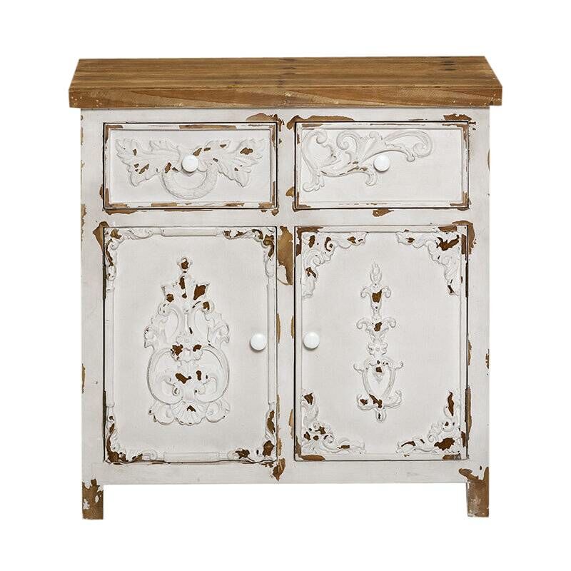 Made In Meubles - Petit buffet blanc en pin massif brossé Bastille Made In Meubles - Petit buffet blanc en pin massif brossé Bastille