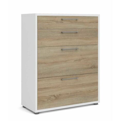 Buffet Anghiari, Vaisselier 4 Tiroirs, Ouverture Coulissante, 40x89x113h cm Blanc