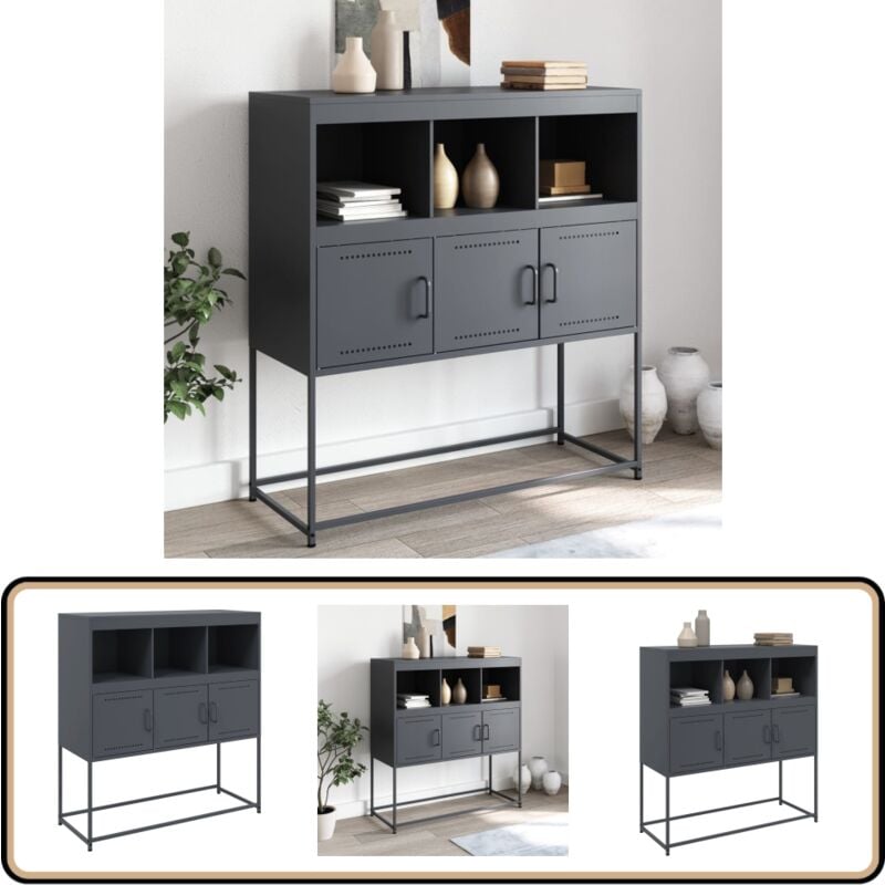 Vidaxl - Buffet anthracite 100,5x39x107 cm acier - Buffet Design Moderne - Meuble Rangement Cuisine - Armoire Entrée - Buffet Industriel - Buffet