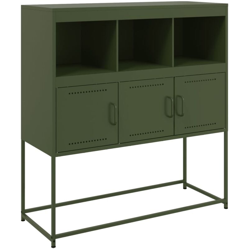 Vidaxl - Buffet vert olive 100,5x39x107 cm acier