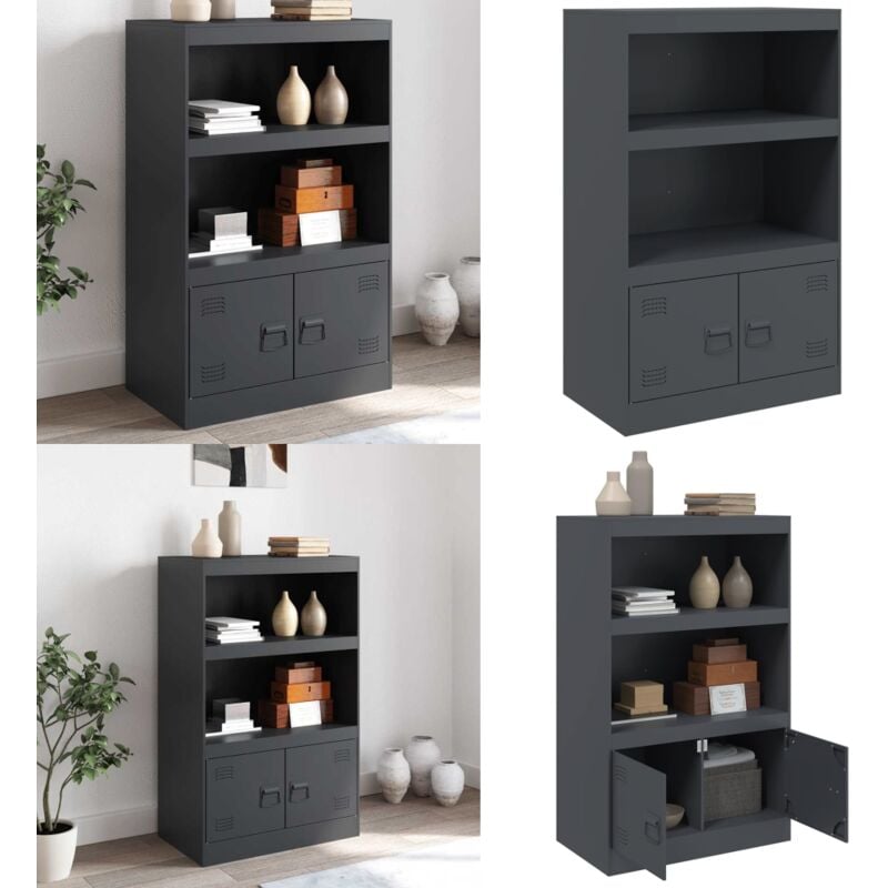 Vidaxl - Buffet anthracite 67x39x107 cm acier - Buffet - Meuble De Rangement - Armoire - Cuisine - Salon - Home & Living