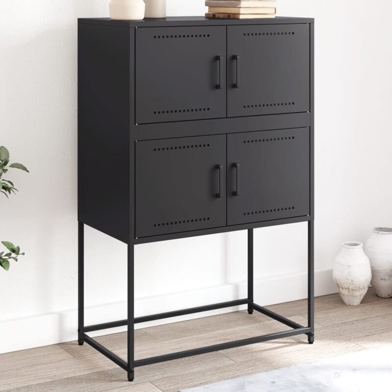 Vidaxl - Buffet noir 68,5x38,5x107 cm acier