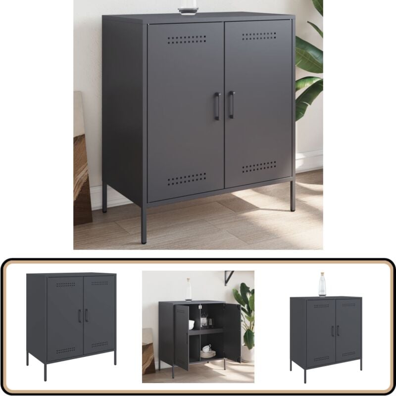 Vidaxl - Buffet anthracite 68x39x79 cm acier - Buffet Industriel - Meuble Rangement - Armoire Métal - Buffet Design - Mobilier Salon