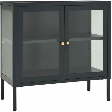 Buffet Anthracite 70x35x70 Acier et verre